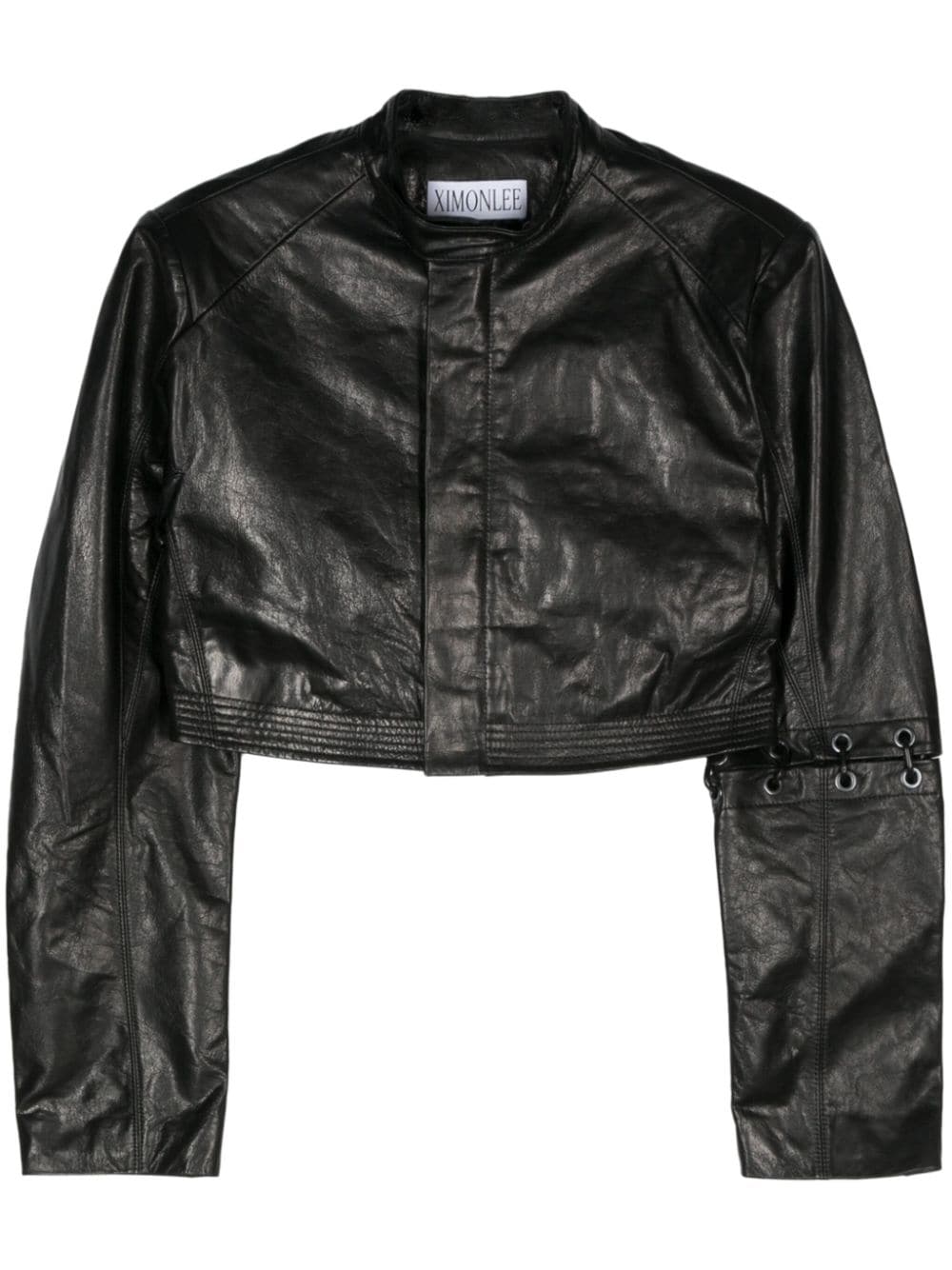 Ximon Lee Cropped Leather Jacket In Black