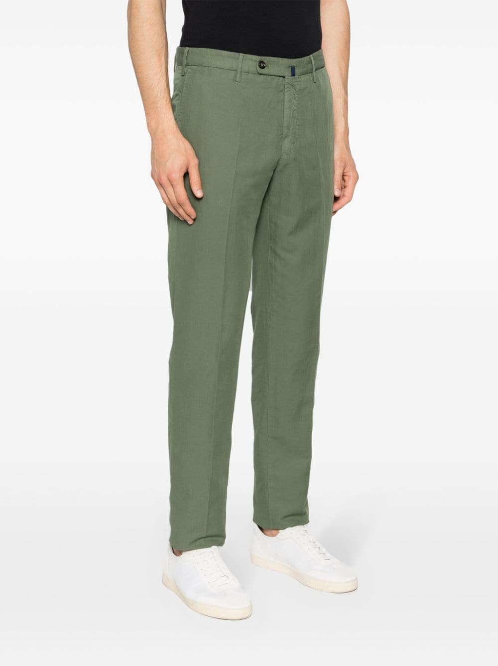 Shop Incotex 39 Linen-blend Chino Trousers In Grün