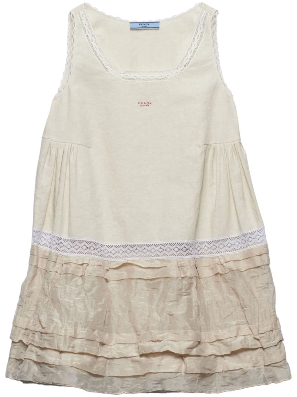 linen and antique silk mini-dress
