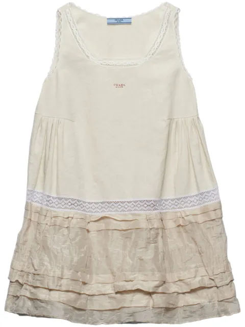 Prada linen and antique silk mini-dress