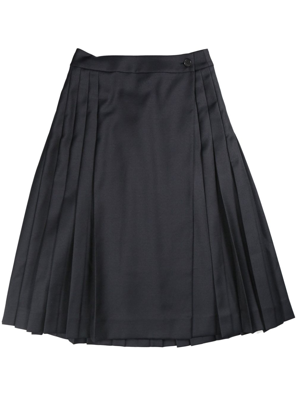 Margaret Howell Pleated High-waist Midi Skirt In Blue