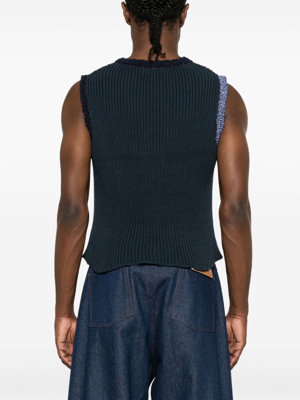 Shop Eckhaus Latta Cinder Ribbed-knit Vest In Blue
