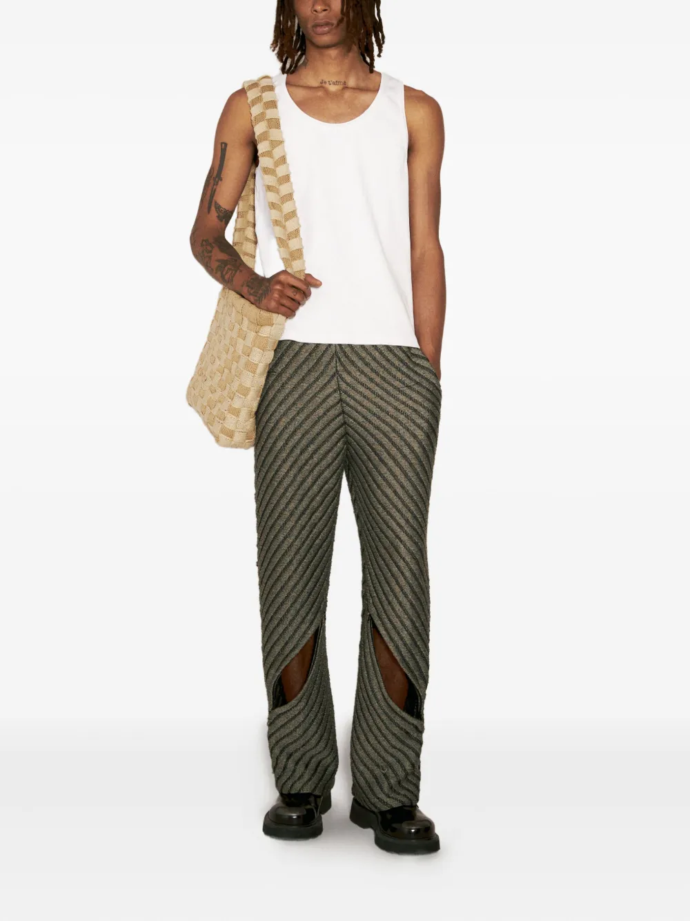 Isa Boulder diagonal-striped regular trousers Grijs
