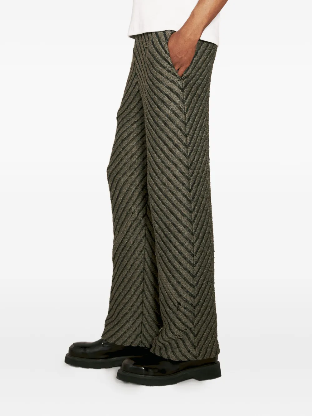 Isa Boulder diagonal-striped regular trousers Grijs