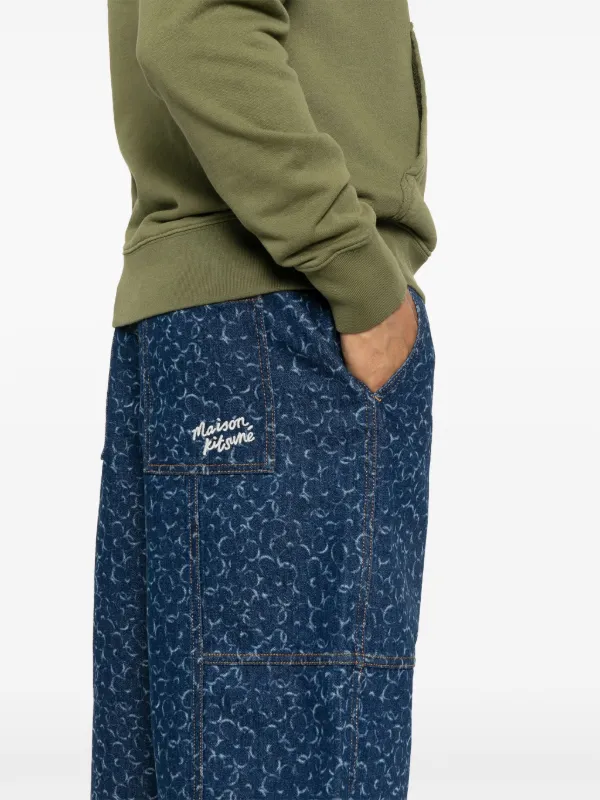 Maison Kitsuné Abstract Daisy-print Denim Shorts | Blue | FARFETCH ZA
