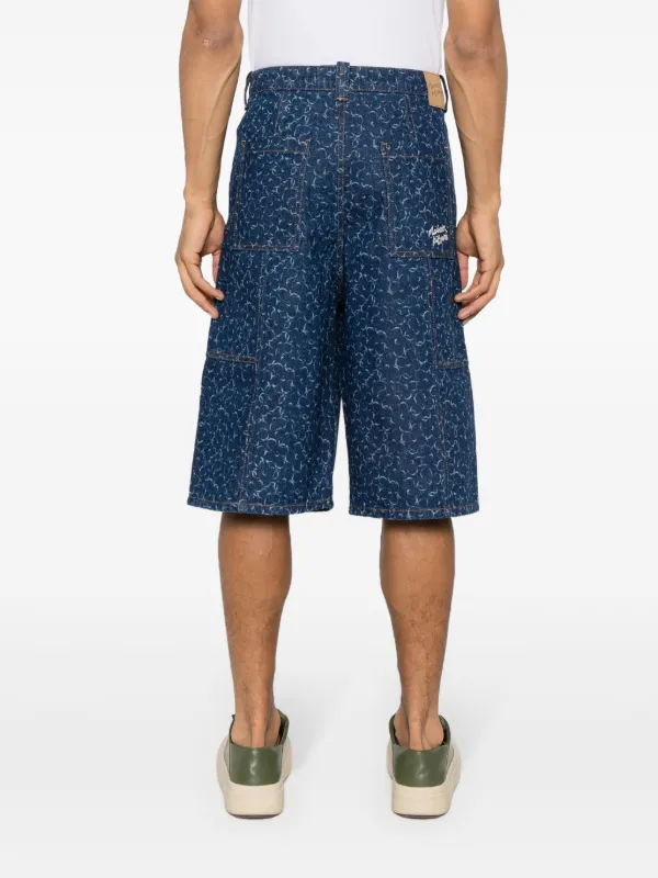 Maison Kitsuné Abstract Daisy-print Denim Shorts | Blue | FARFETCH ZA