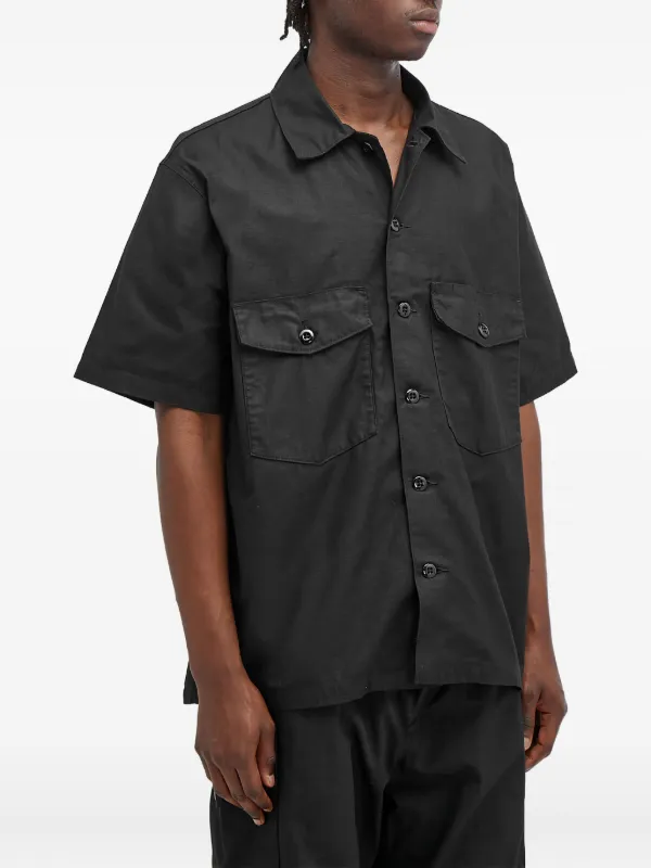 short sleeve dress shirts with pockets New Mens Casual Shirts Short Sleeves Epaulet Army Two Pockets Tops Cotton Shirts