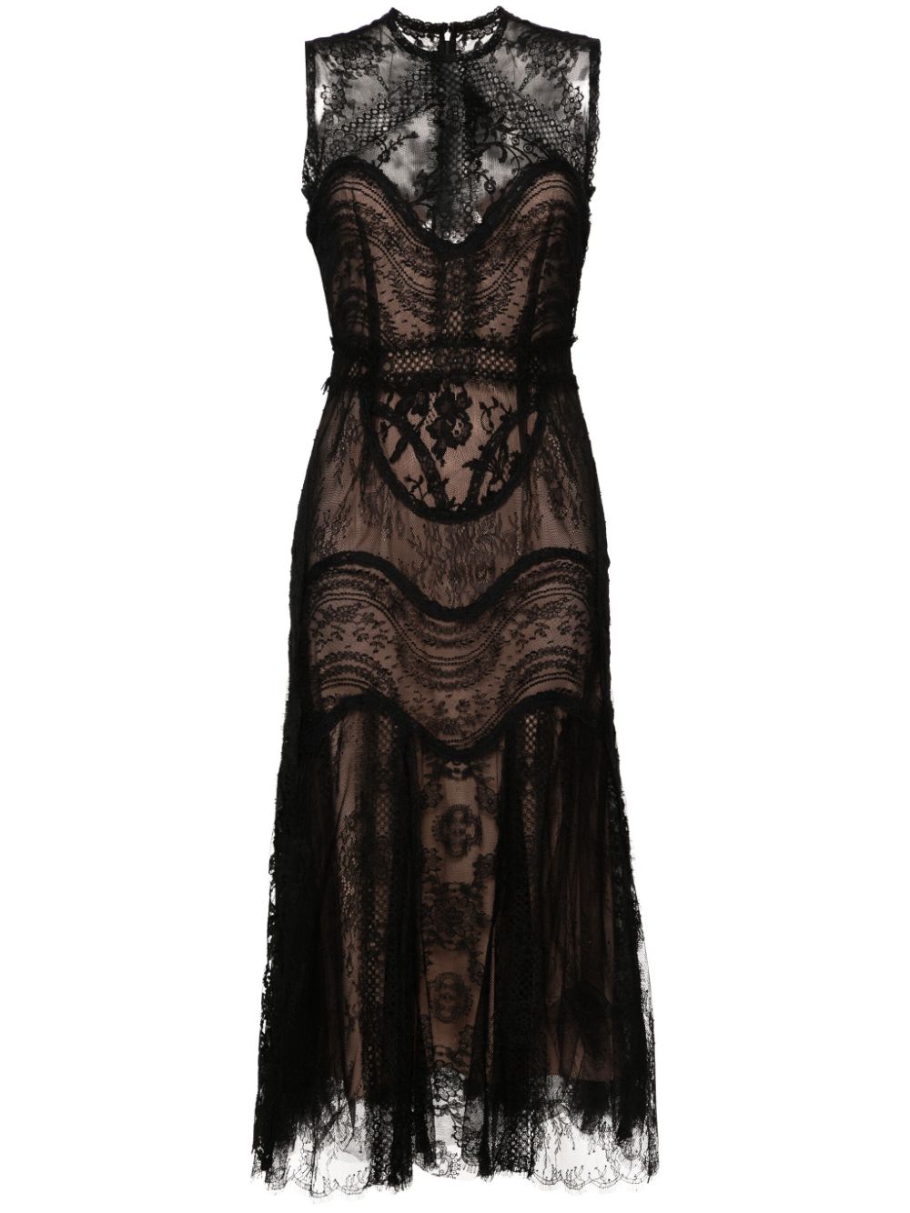 flared lace maxi dress