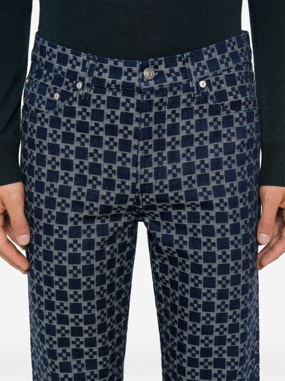 Shop Sandro Square Cross Pattern Jeans In Blue