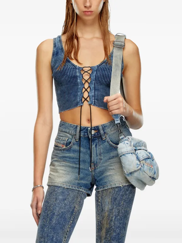 Diesel レースアップ クロップドトップ | ブルー | FARFETCH JP