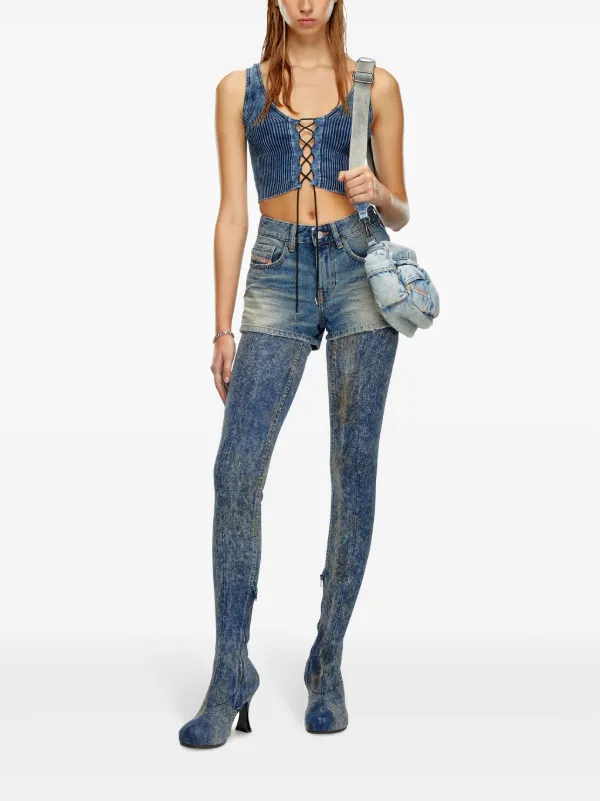 Diesel レースアップ クロップドトップ | ブルー | FARFETCH JP
