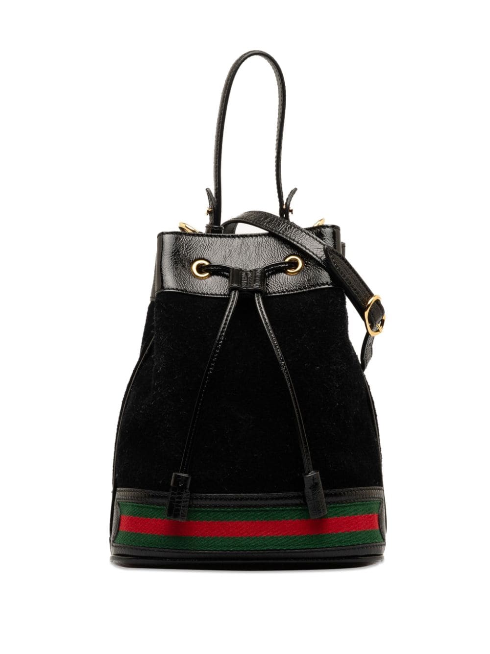 Pre-owned Gucci 2000-2015 Suede Ophidia Web Bucket Bag In 黑色