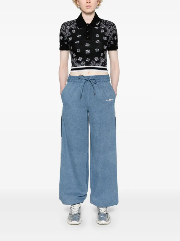 AMIRI Bandana Jacquard Polo Top | Black | FARFETCH
