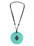 Hermès Pre-Owned H-pendant buffalo-horn necklace - Blue