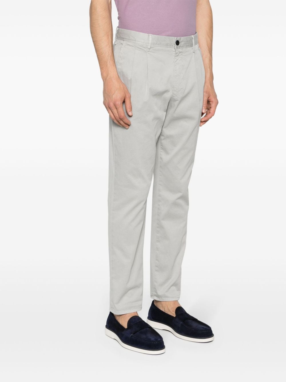 Shop Incotex Tapered-leg Cotton Chino Trousers In Grau