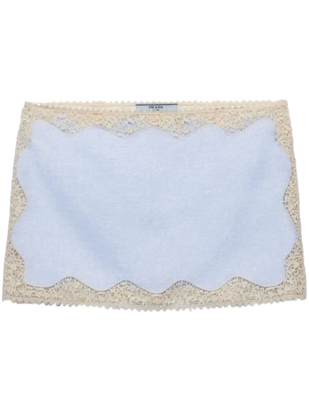 Prada lace-trim linen mini skirt - Blue