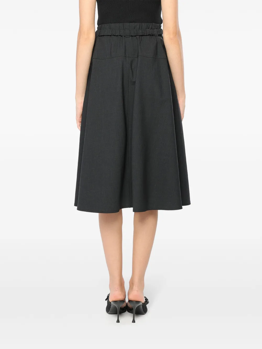Brunello Cucinelli Wool Midi Skirt In Black