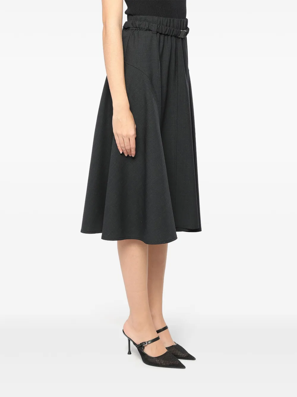 Brunello Cucinelli Wool Midi Skirt In Black