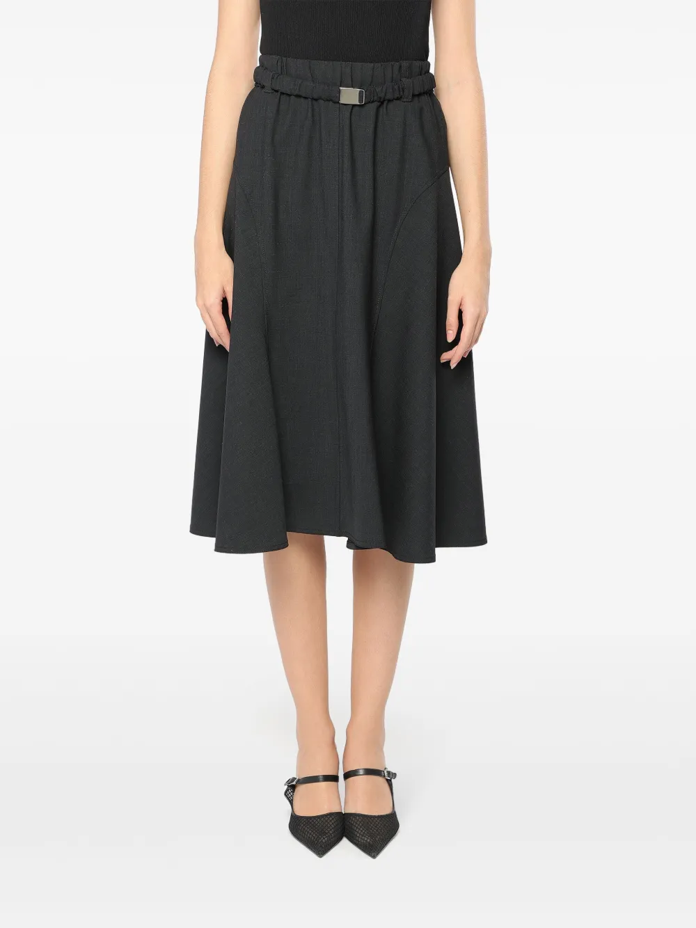 Brunello Cucinelli Wool Midi Skirt In Black