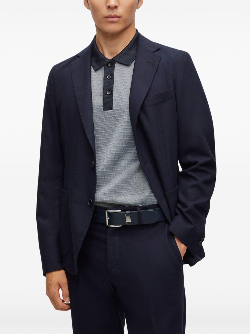 Shop Hugo Boss Notched-lapels Single-breasted Blazer In 蓝色