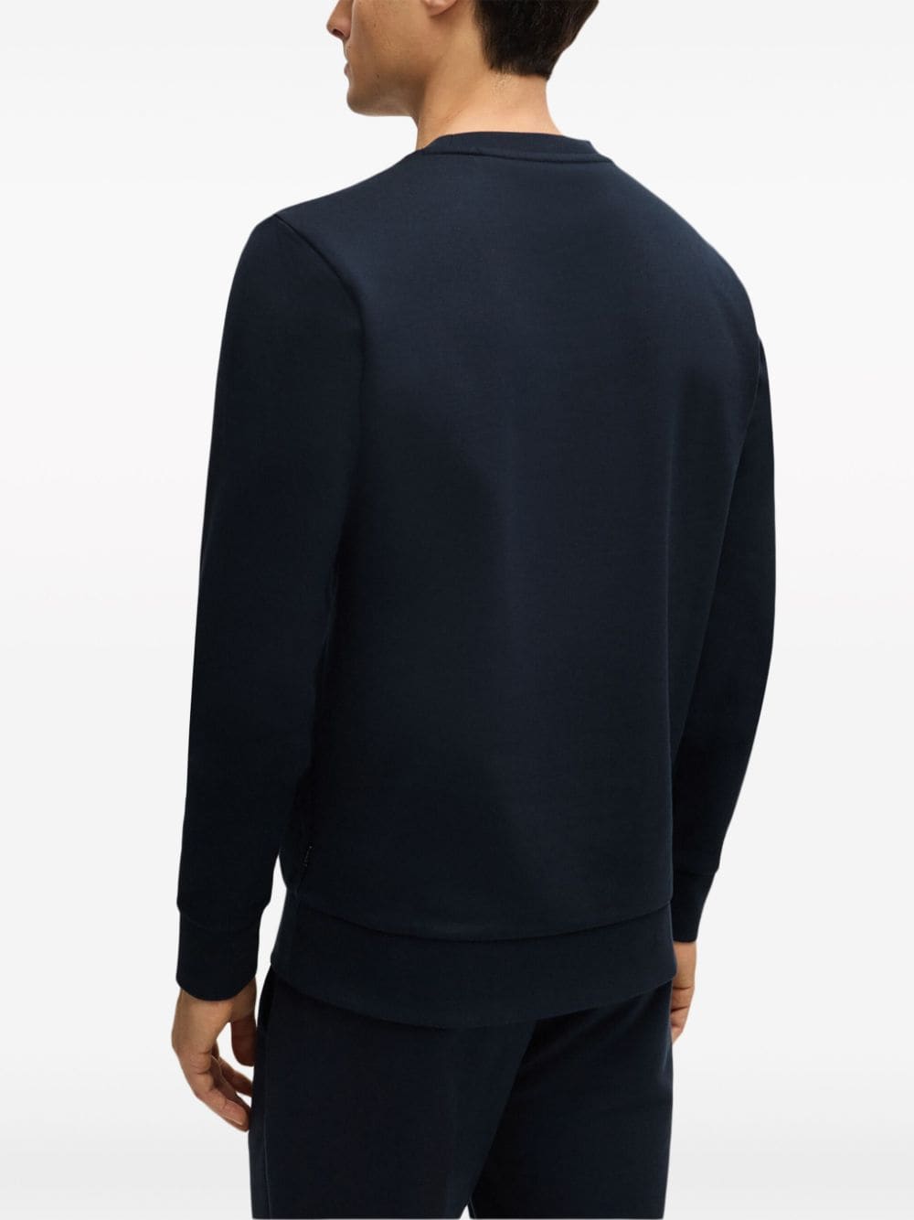 Shop Hugo Boss Logo-appliqué Cotton Sweatshirt In Blue