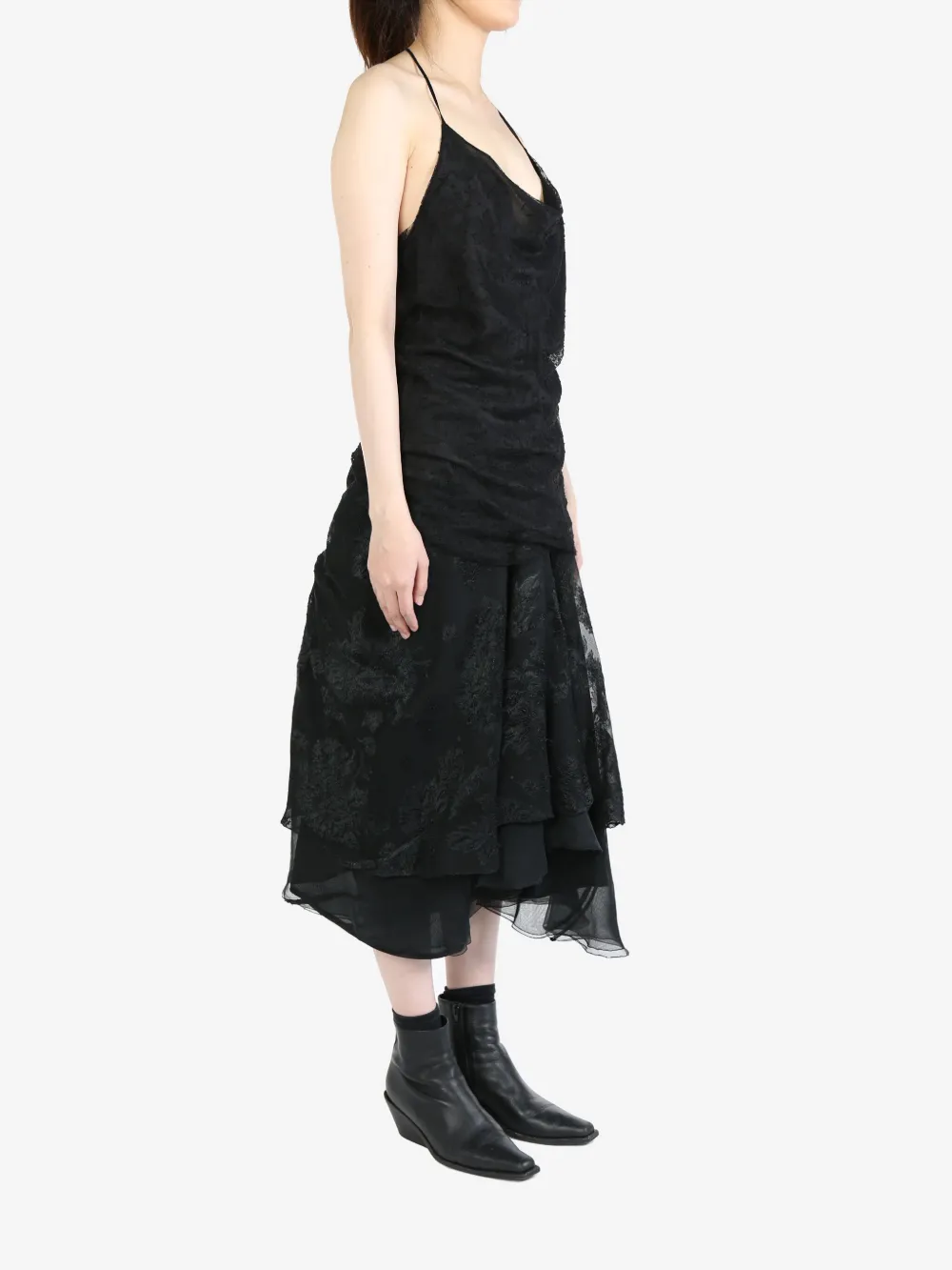 Marc Le Bihan Kanten blouse met col-effect Zwart