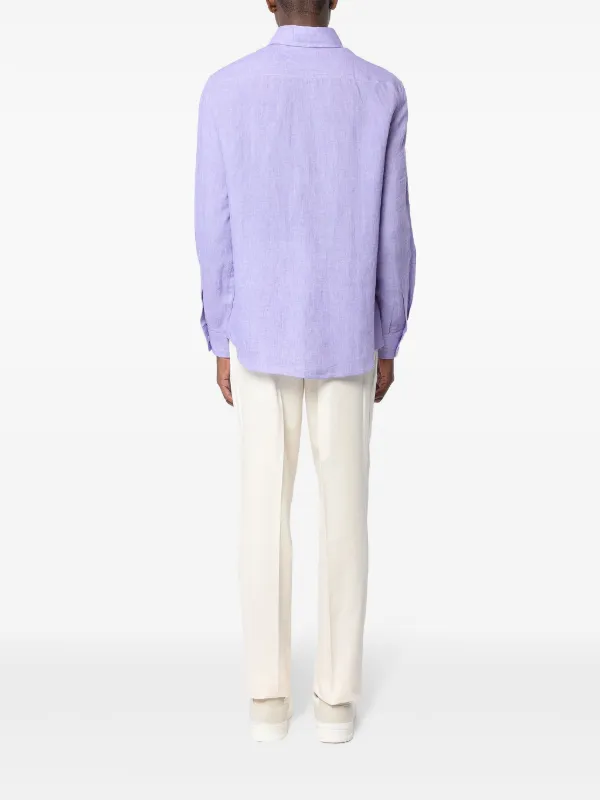 Brunello Cucinelli Linen Shirt | Purple | FARFETCH