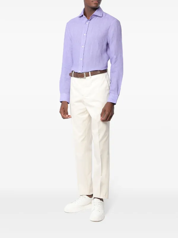 Brunello Cucinelli Linen Shirt | Purple | FARFETCH