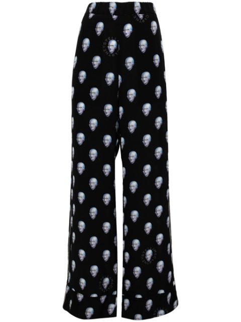 Stella McCartney graphic-print wide-leg silk trousers