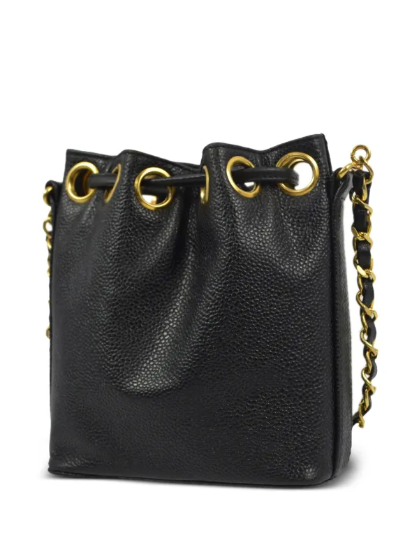 CHANEL Pre-Owned 1990-2000 CC Stitch Drawstring Bucket Shoulder