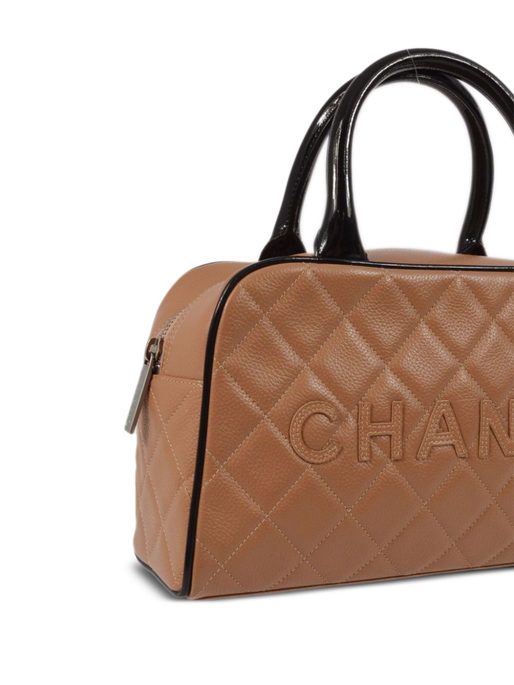 Cheap HOT SALE CHANEL 2000 logo lettering patches bowling bag Women