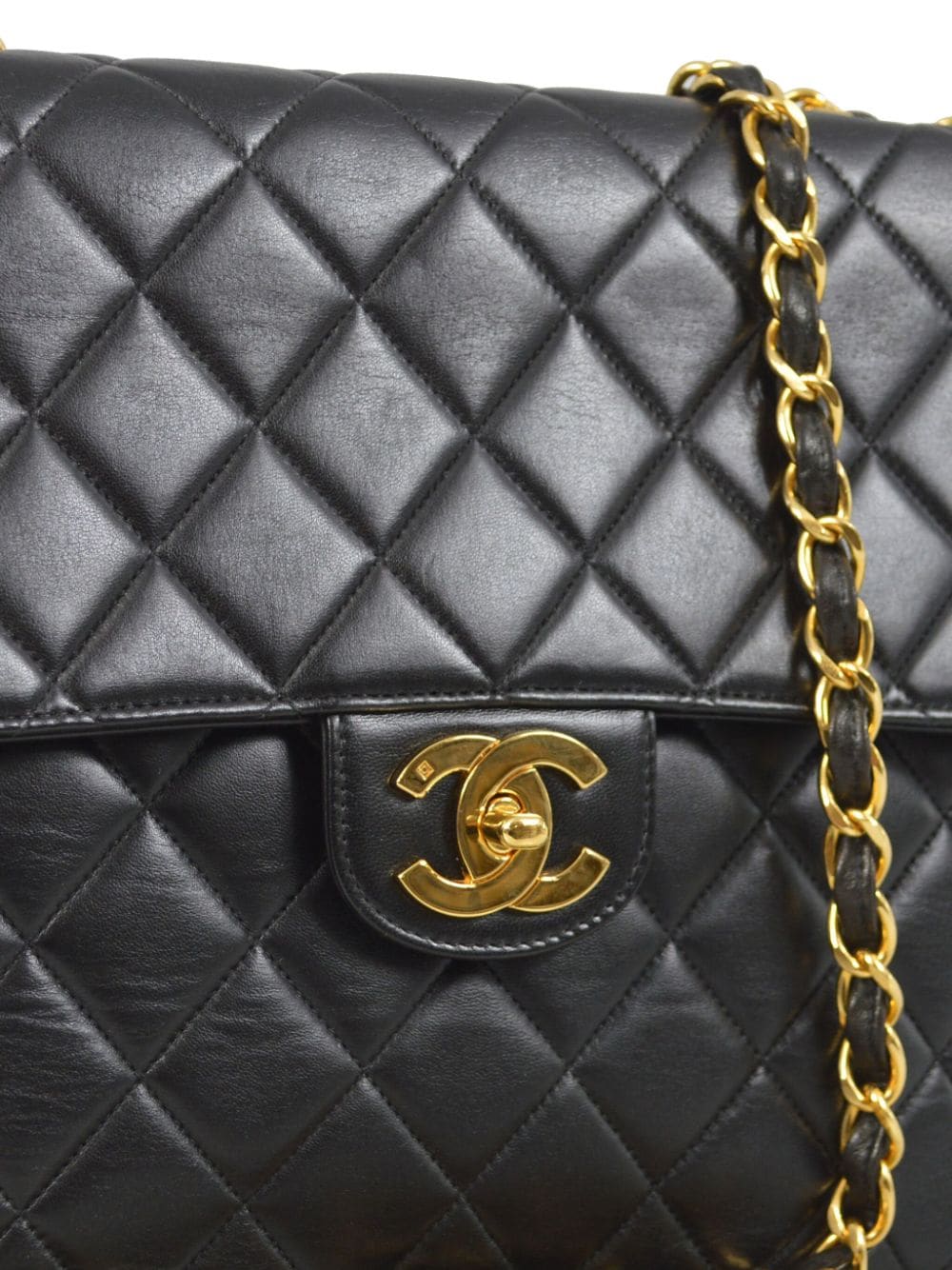 Pre-owned Chanel 1997 Jumbo Classic Flap Shoulder Bag In Black