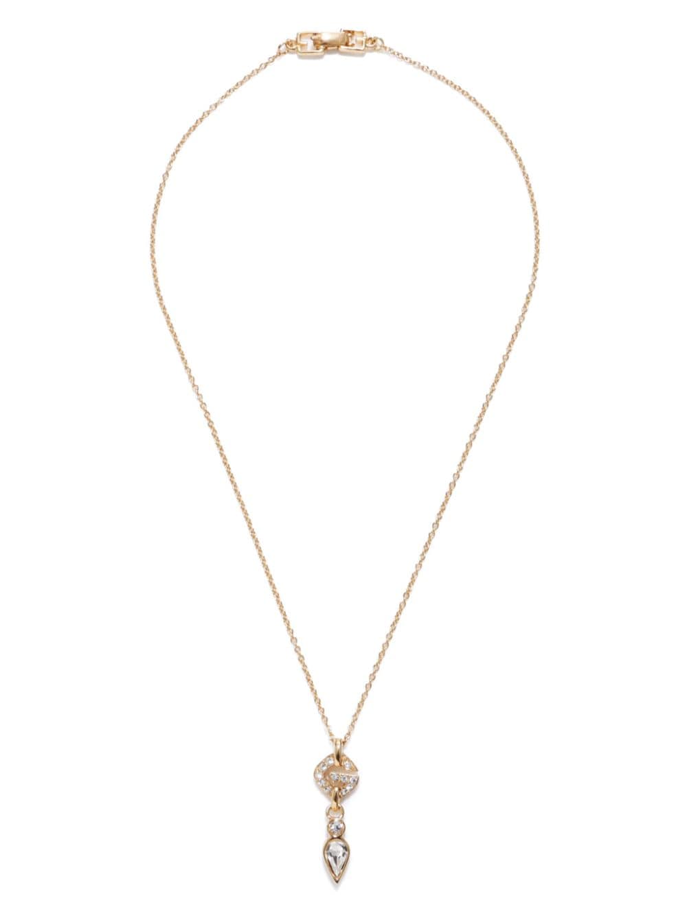 Pre-owned Givenchy Rhinestone-embellished Chain Necklace In Gold