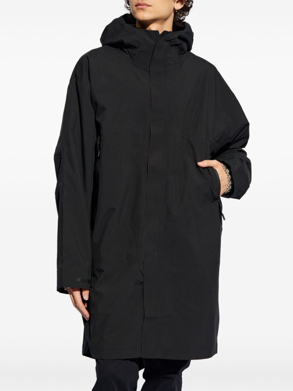 Shop Norse Projects Single-breasted Hooded Coat In Schwarz