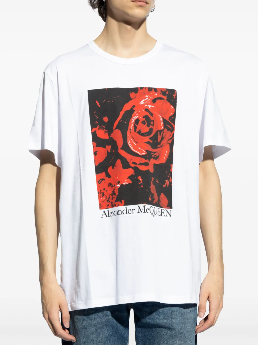 Alexander McQueen T-shirt met bloemenprint Wit