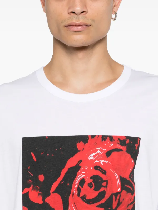 【ALEXANDER MCQUEEN】スマッシュドグラスプリントTシャツ Alexander McQueen Wax Flower-print T-shirt | White | FARFETCH