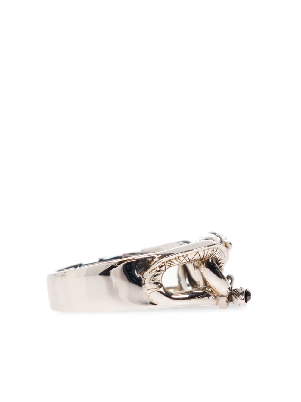 Shop Alexander Mcqueen Skull Logo-engraved Ring In Silver