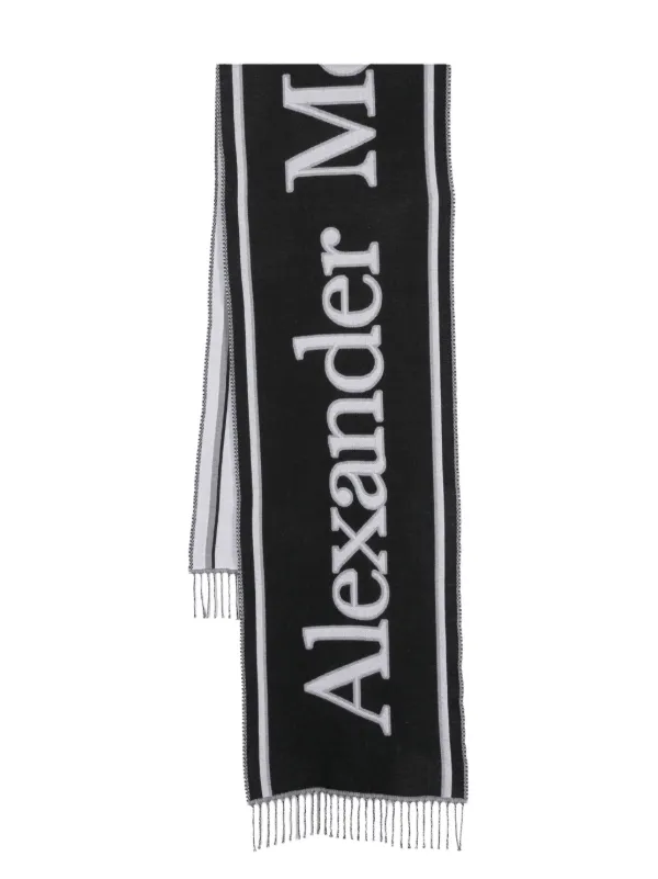 古着人気アイテム Alexander フリンジマフラー インターシャ ロゴ McQueen 小物