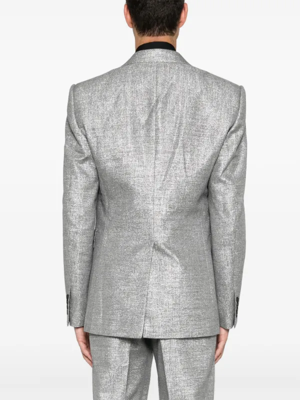 Alexander McQueen metallic-finish Blazer | Grey | FARFETCH