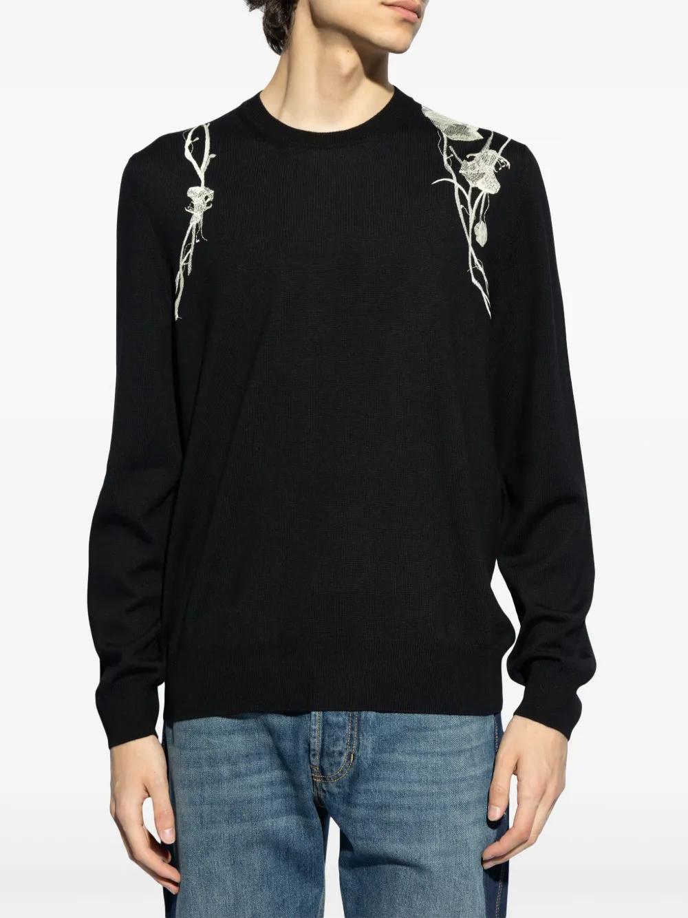 Alexander McQueen Trui met bloemharnas Zwart