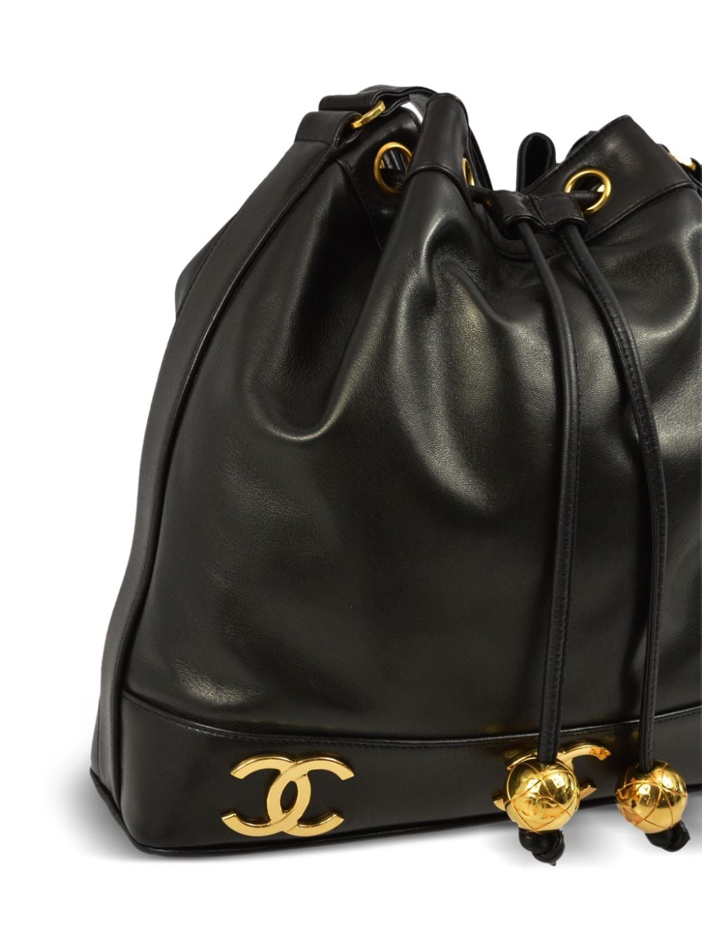 Pre-owned Chanel 1992 Triple Cc Bucket Bag In Black
