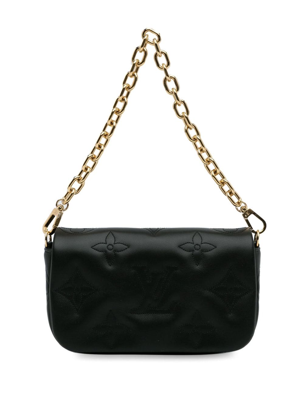 Pre-owned Louis Vuitton 2022 Bubblegram Wallet On Chain Handbag In Black