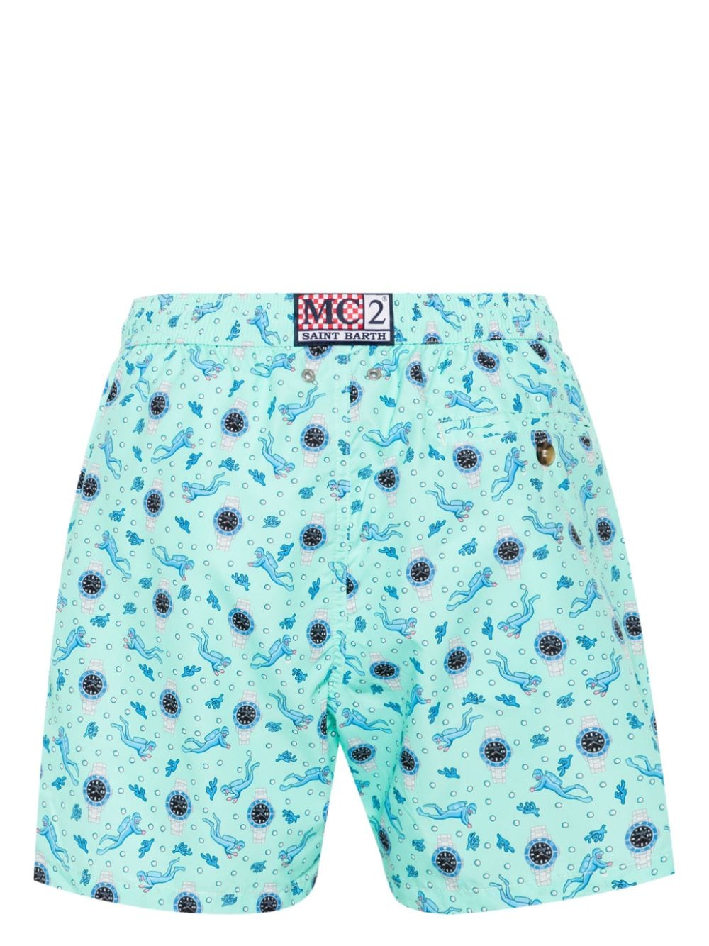 Shop Mc2 Saint Barth Graphic-print Swim Shorts In Blue
