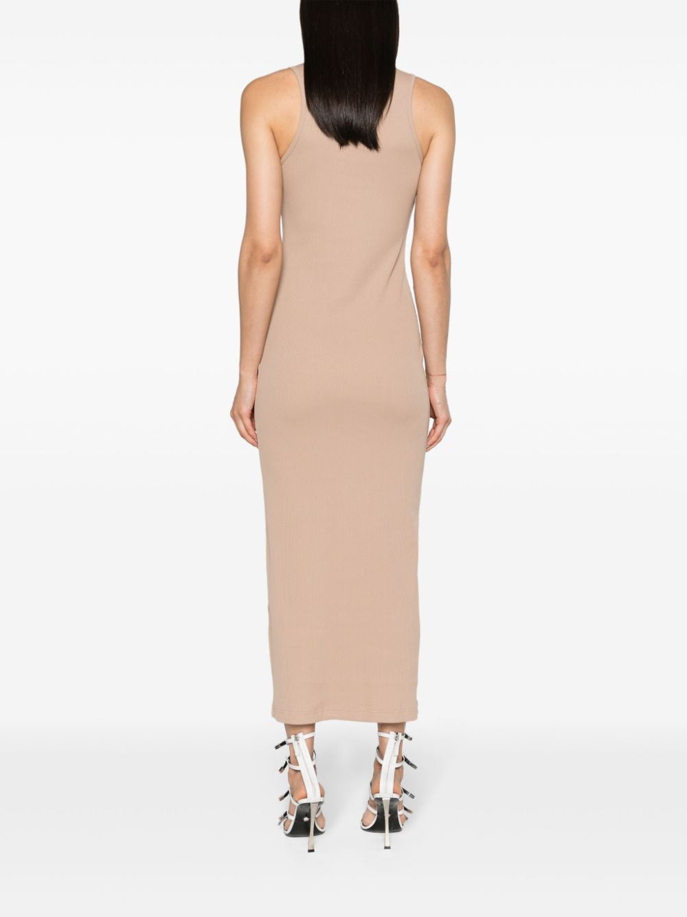 Givenchy Ribgebreide maxi-jurk met 4G-plakkaat Beige