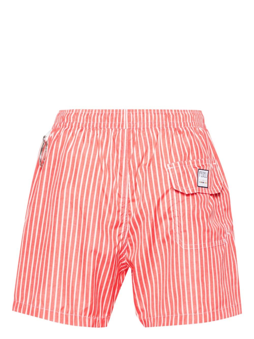Shop Fedeli Madeira Riga-pattern Swim Shorts In Red
