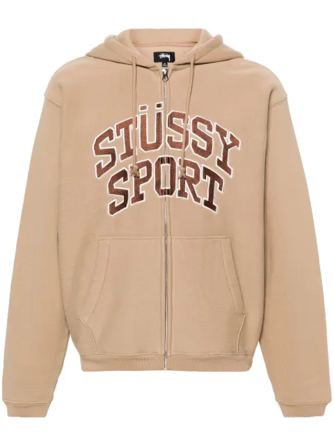 Stüssy hoodie con logo bordado y cierre