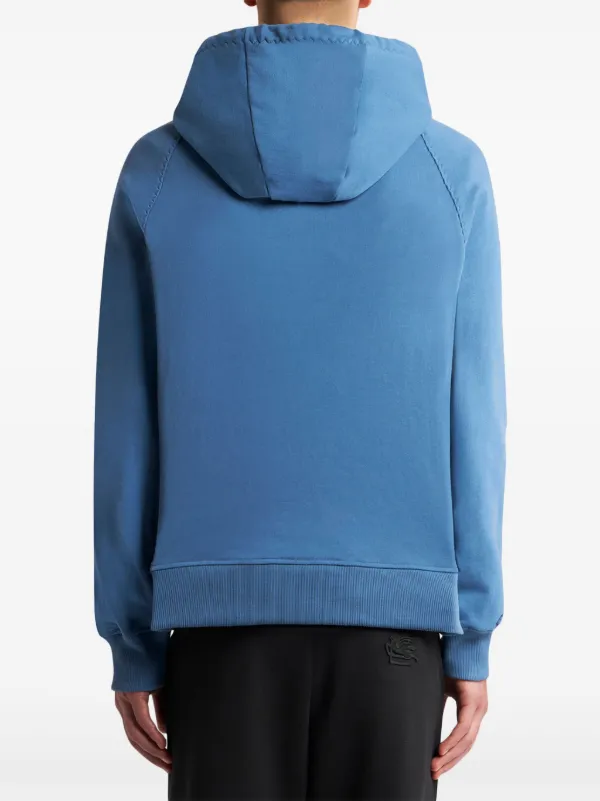ETRO Pegaso-embroidered Drawstring Hoodie | Blue | FARFETCH