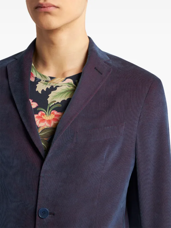 ETRO ベルベット シングルジャケット | ブルー | FARFETCH JP