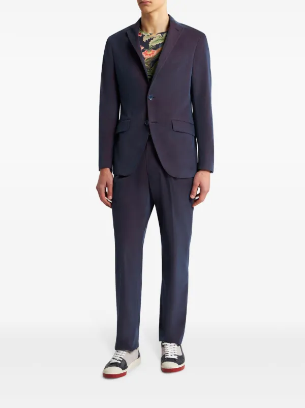 ETRO ベルベット シングルジャケット | ブルー | FARFETCH JP