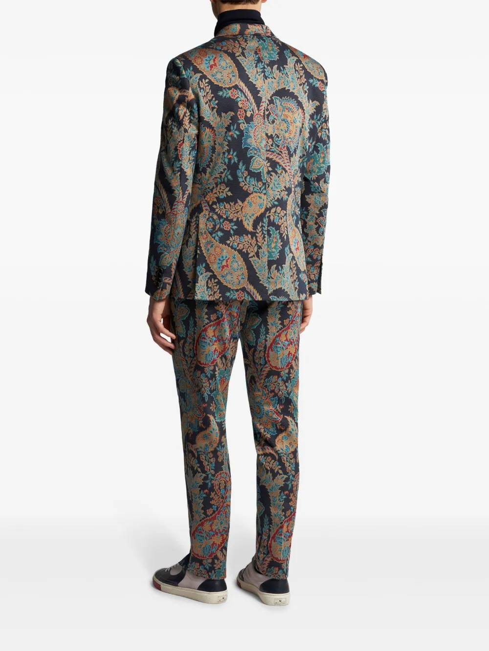 ETRO Blazer met enkele rij knopen en bloem paisley jacquard Blauw